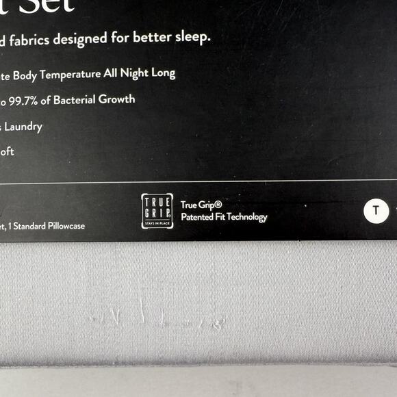 Miracle Made Luxe Sheet Set TWIN Silver GRAY Self-Cooling Self-Cleaning Sateen - Picture 2 of 5